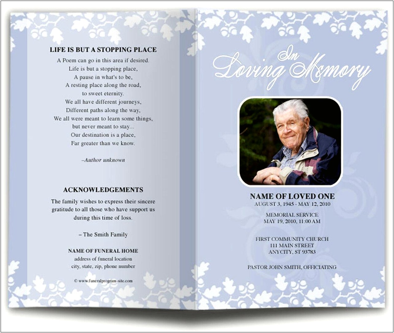 Free Foldable Memorial Service Flyer Template