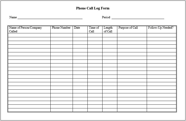 Free Follow Up Phone Call List Template