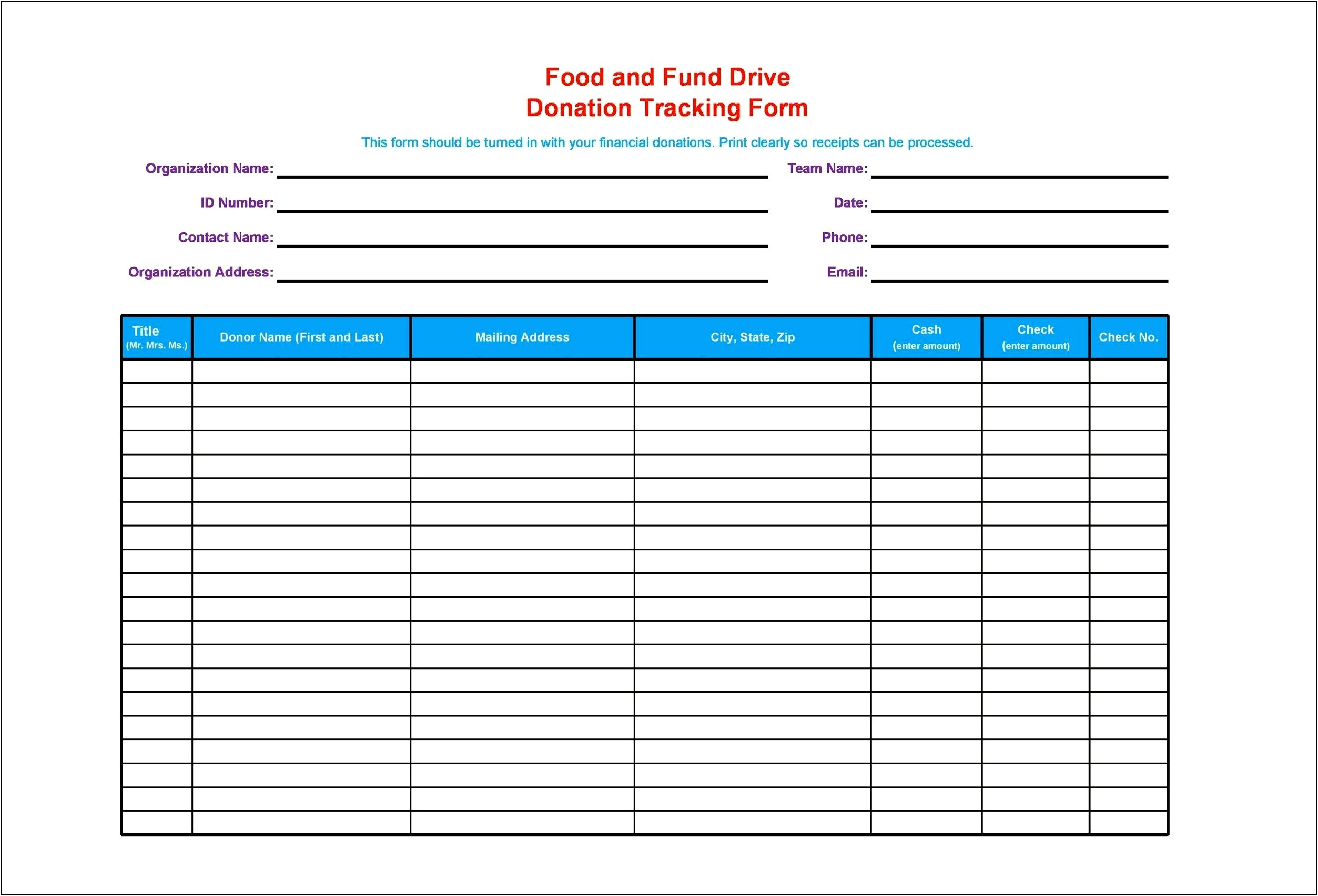 Free Food Donation Sign Up Sheet Template