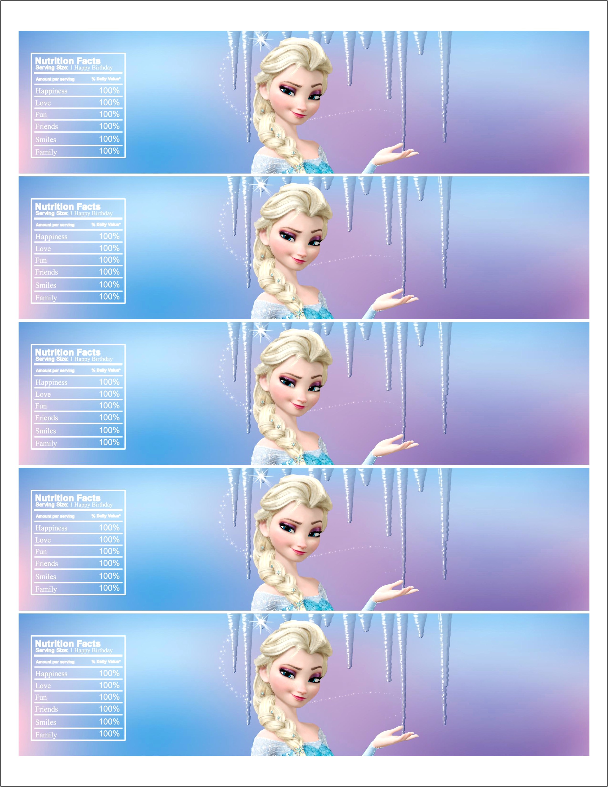 Free Frozen Printable Water Bottle Labels Template