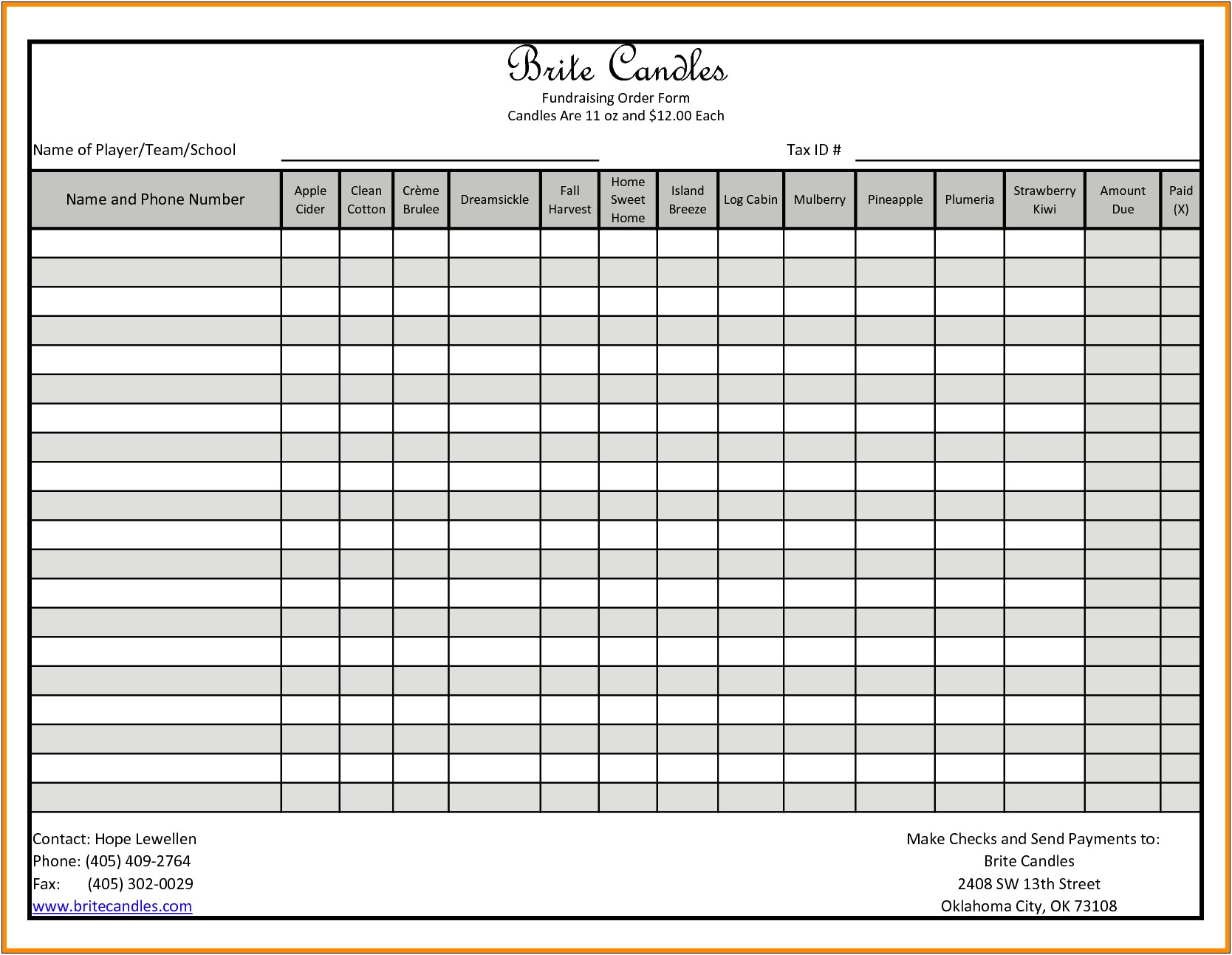 Free Fundraiser Order Form Template Word