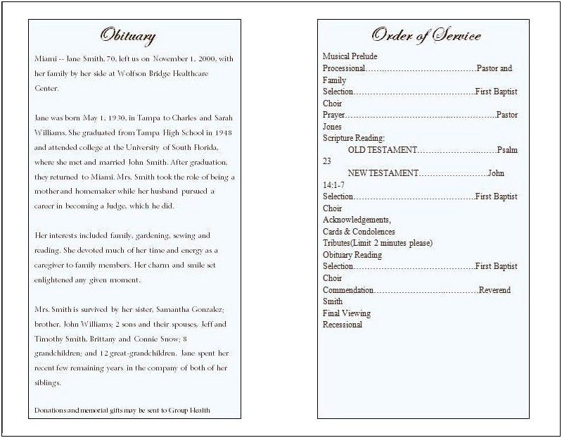Free Funeral Program Template For Word 2003