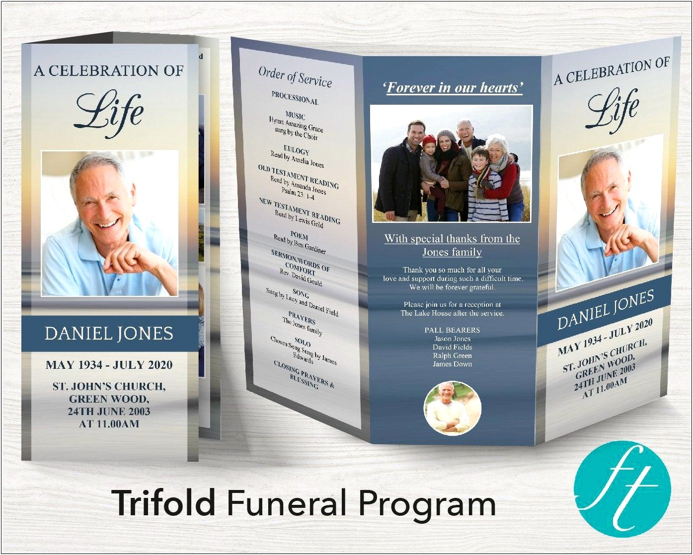 Free Funeral Program Trifold Template Beach