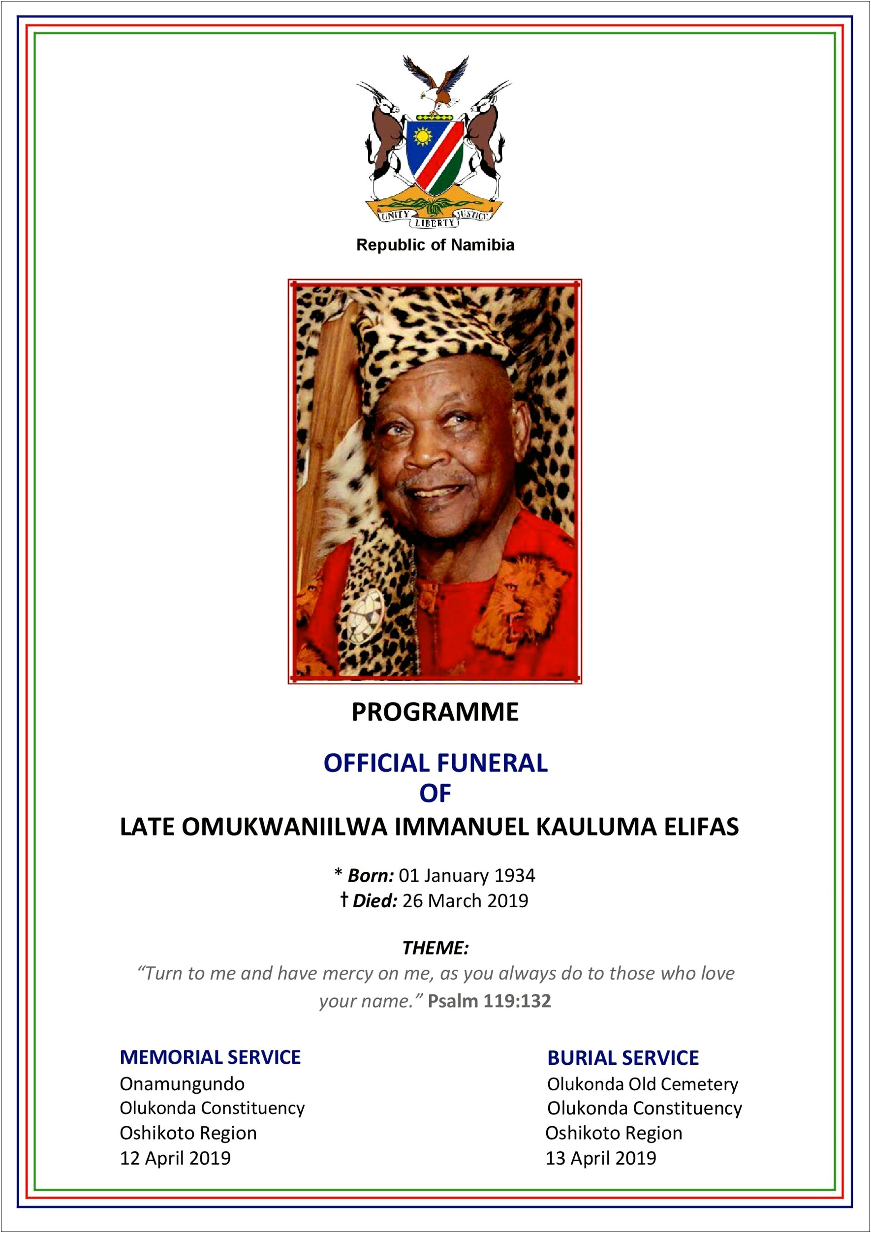 Free Funeral Programs Template South Africa