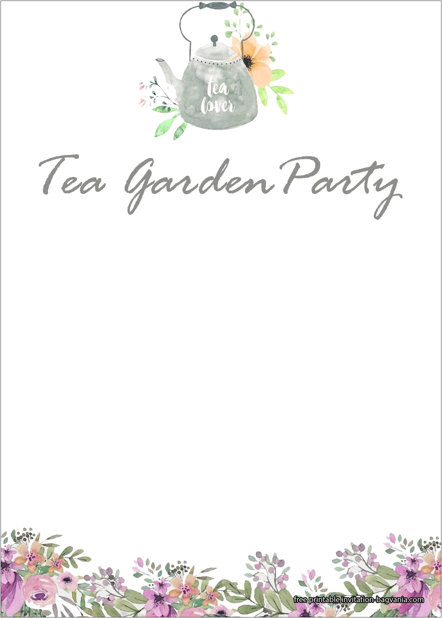 Free Garden Tea Party Invitation Templates