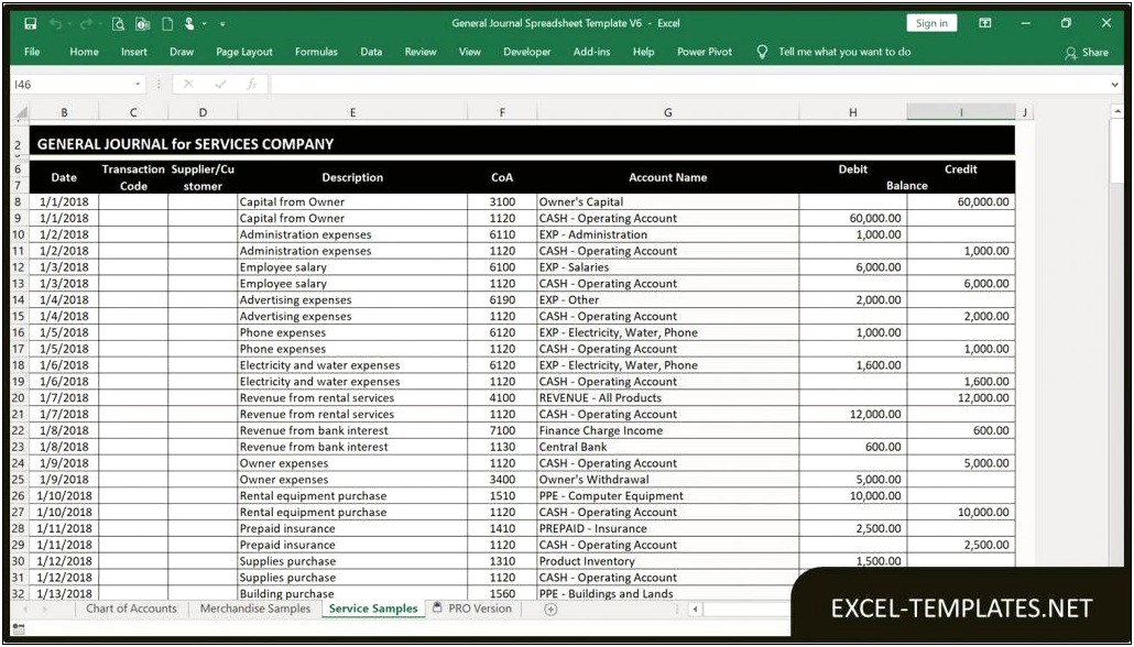 Free General Ledger Template Microsoft Excel