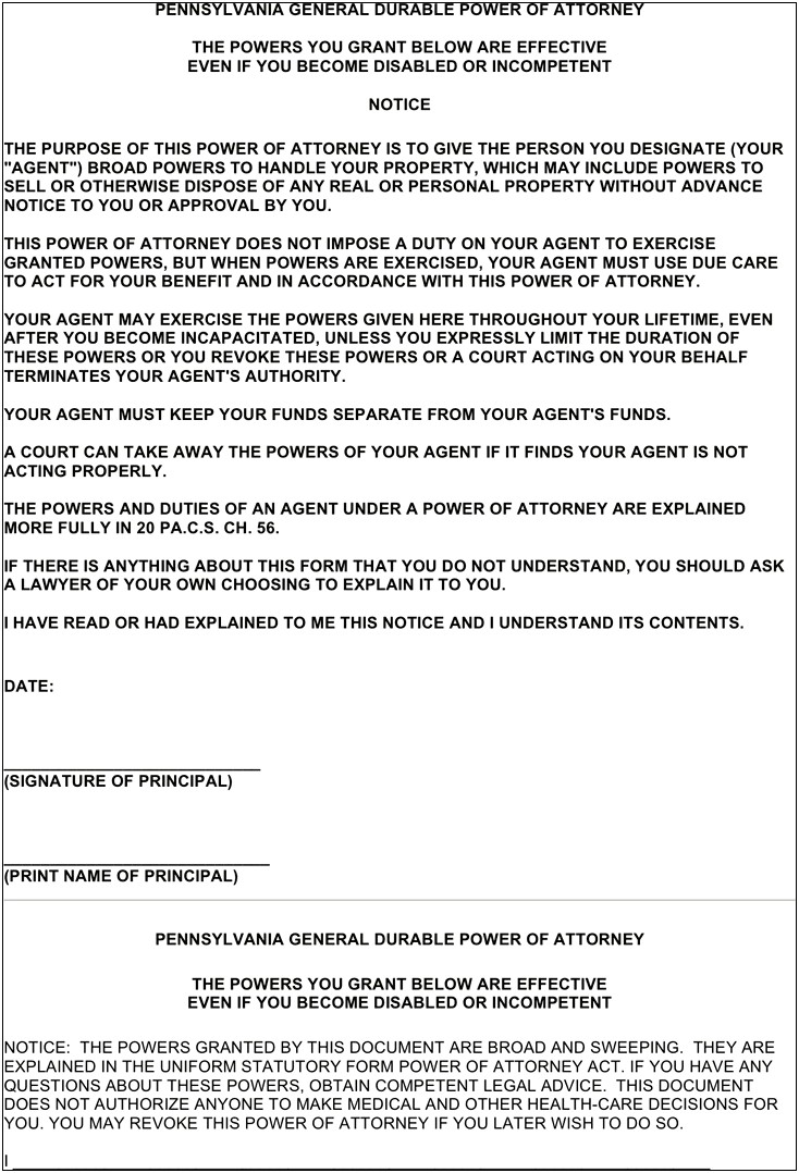 Free General Power Of Attorney Template