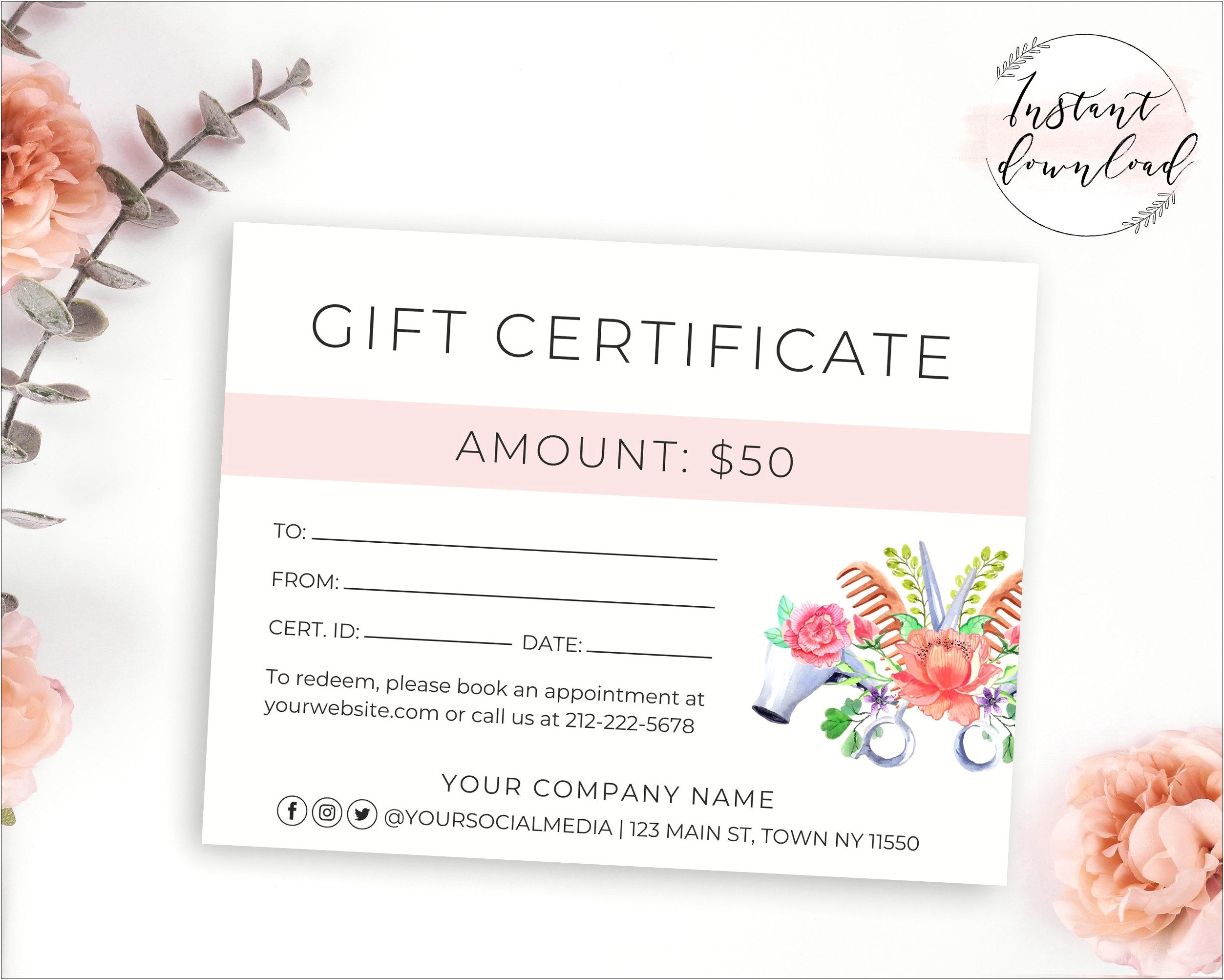 Free Gift Certificate Template For Barber Shop