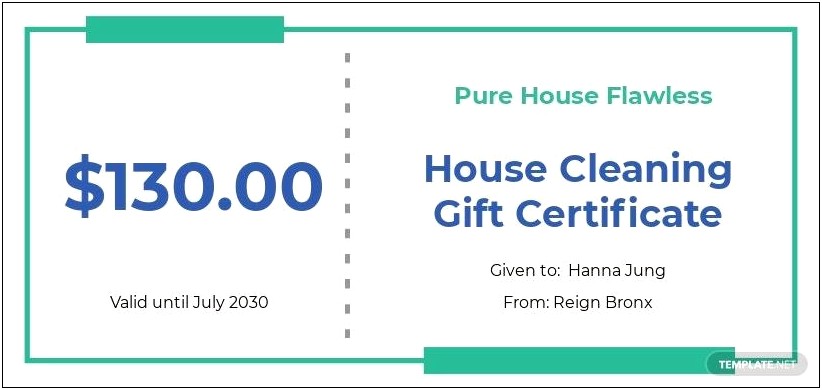 Free Gift Certificate Template For House Cleaning