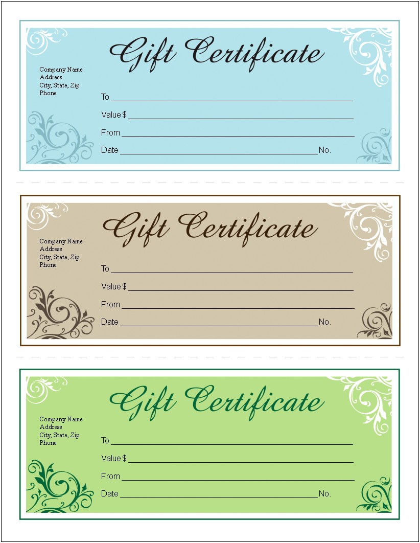 Free Gift Certificate Template For Pages