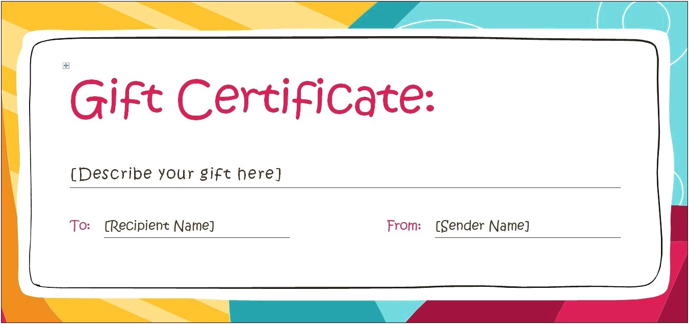 Free Gift Certificate Template Word 2003