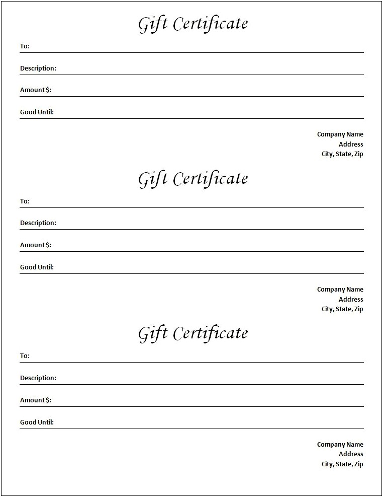 Free Gift Certificate Templates In Word