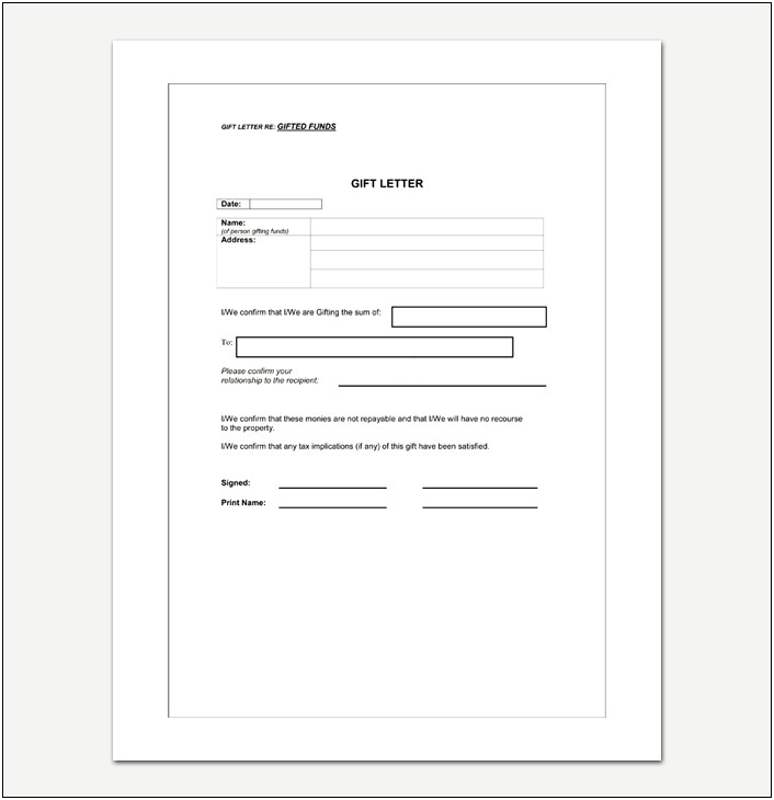 Free Gift Of Equity Letter Template
