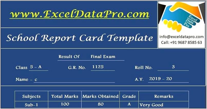 Free Grade School Report Card Template