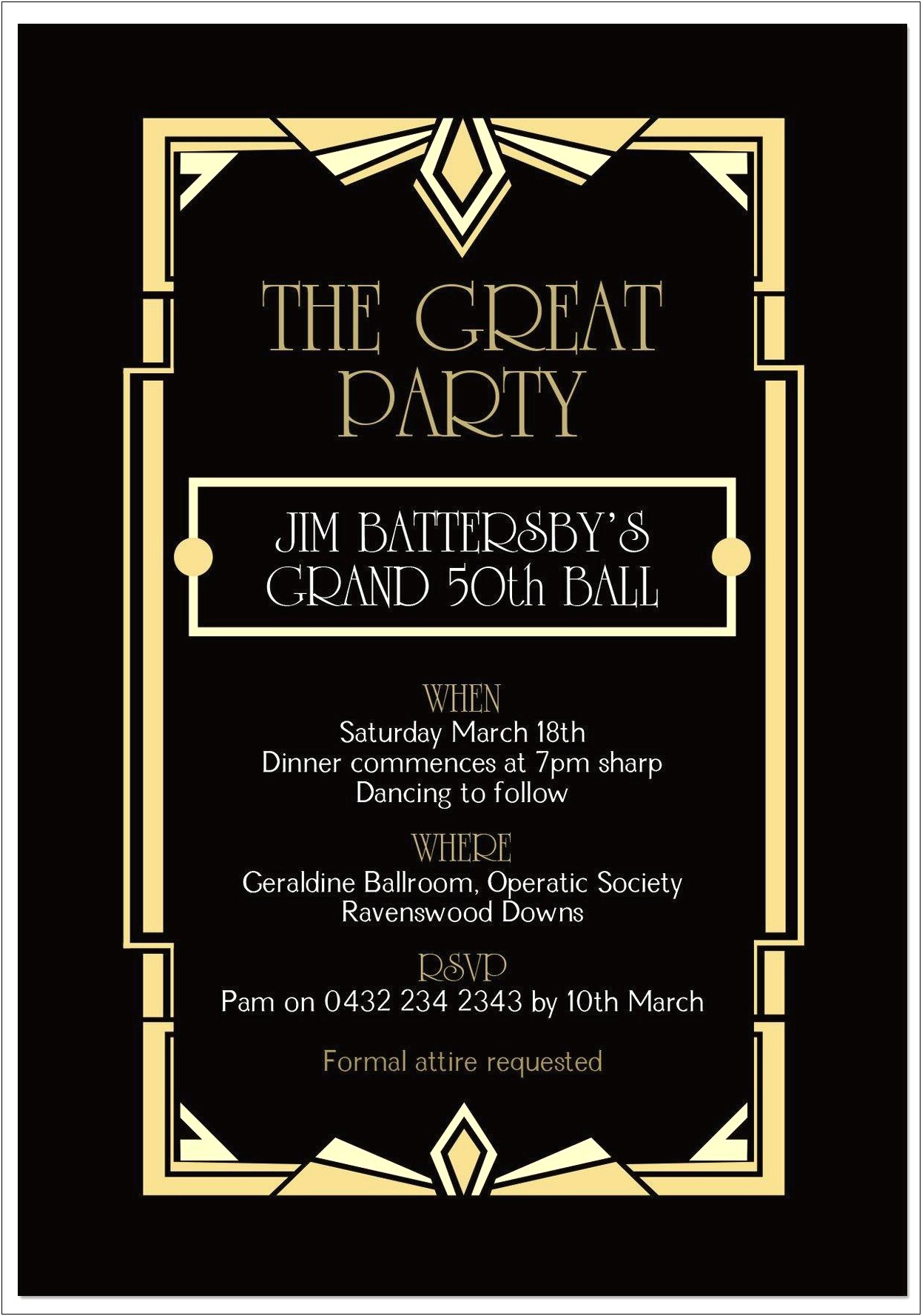 Free Great Gatsby Invitation Template Download