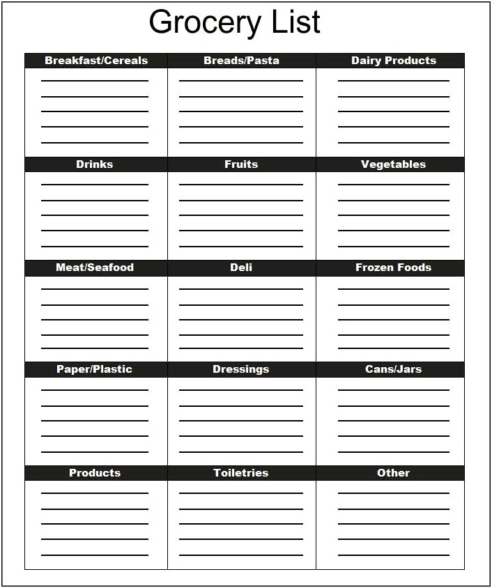 Free Grocery List Template For Mac