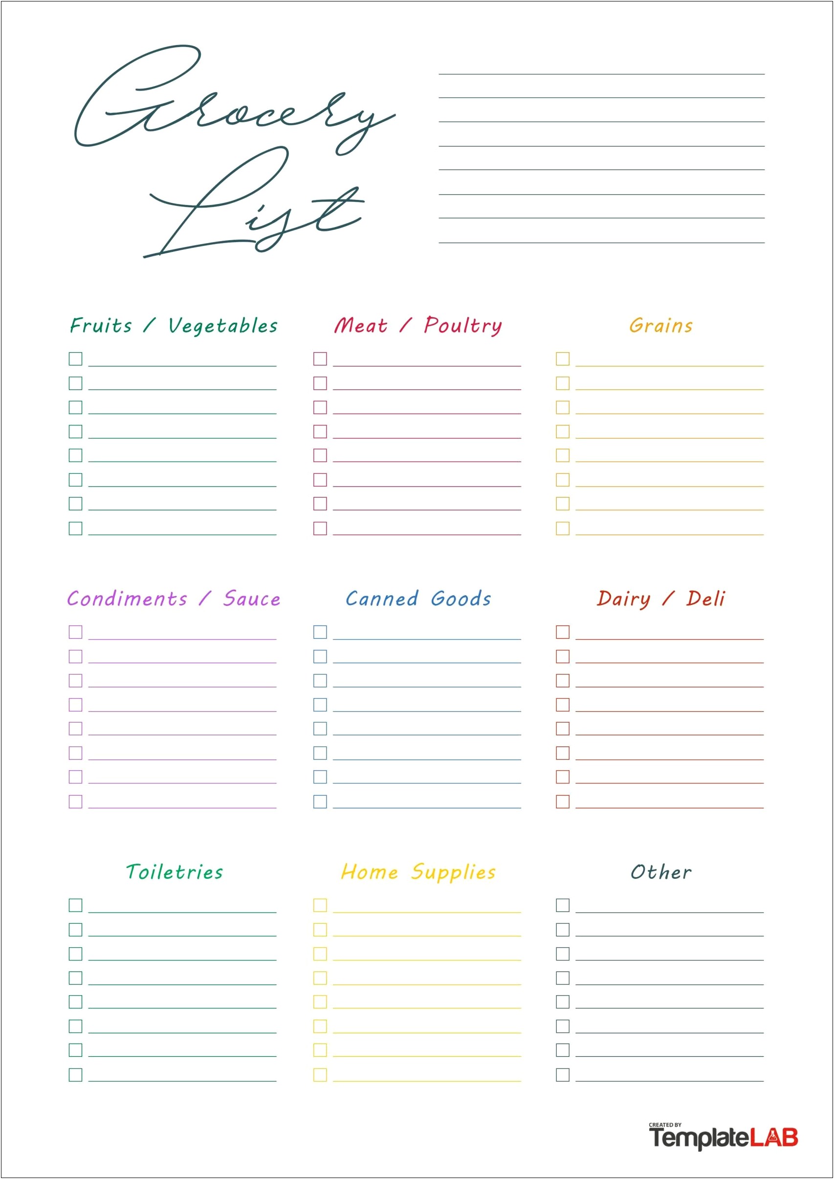 Free Grocery List Templates To Download