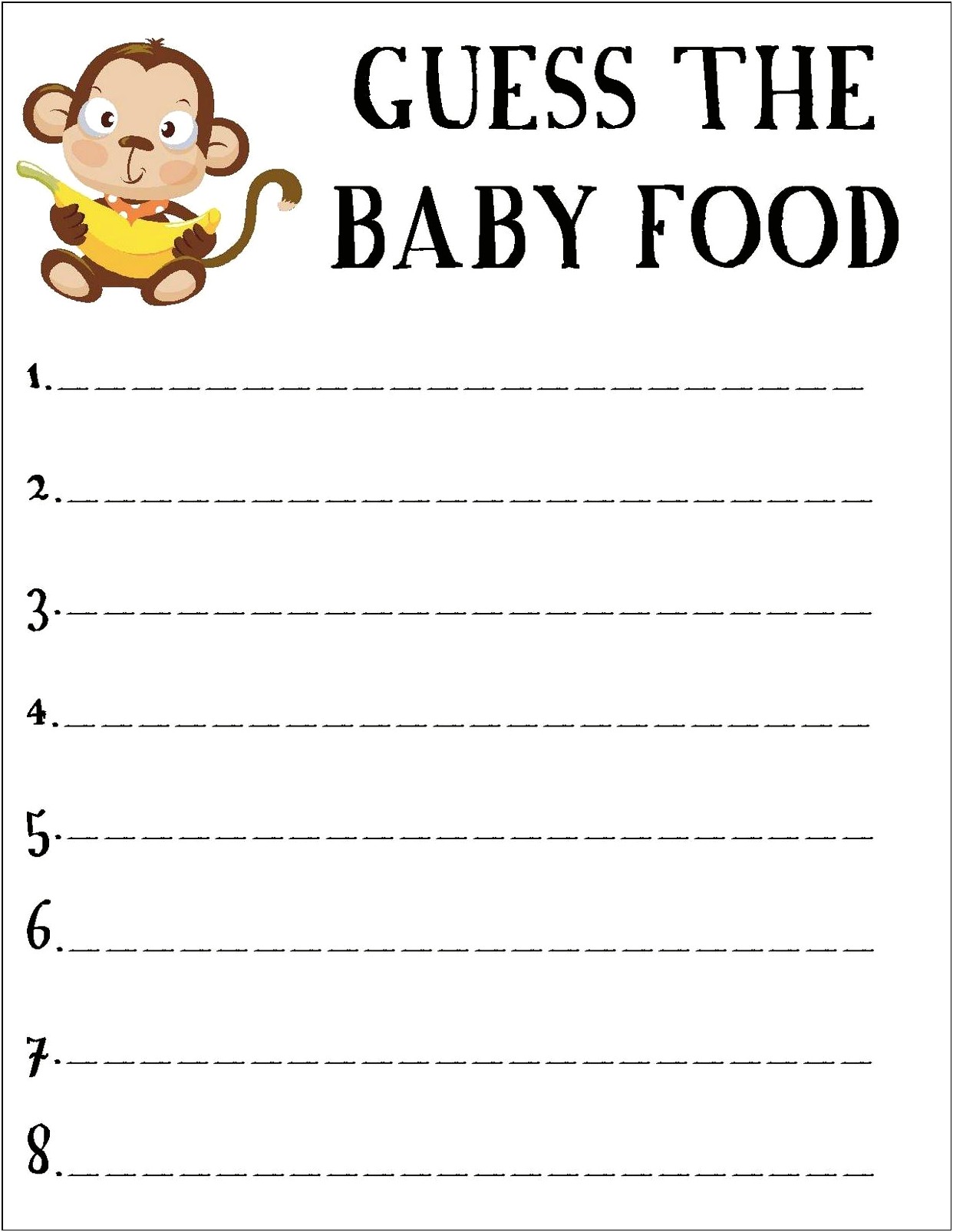Free Guess The Baby Food Template