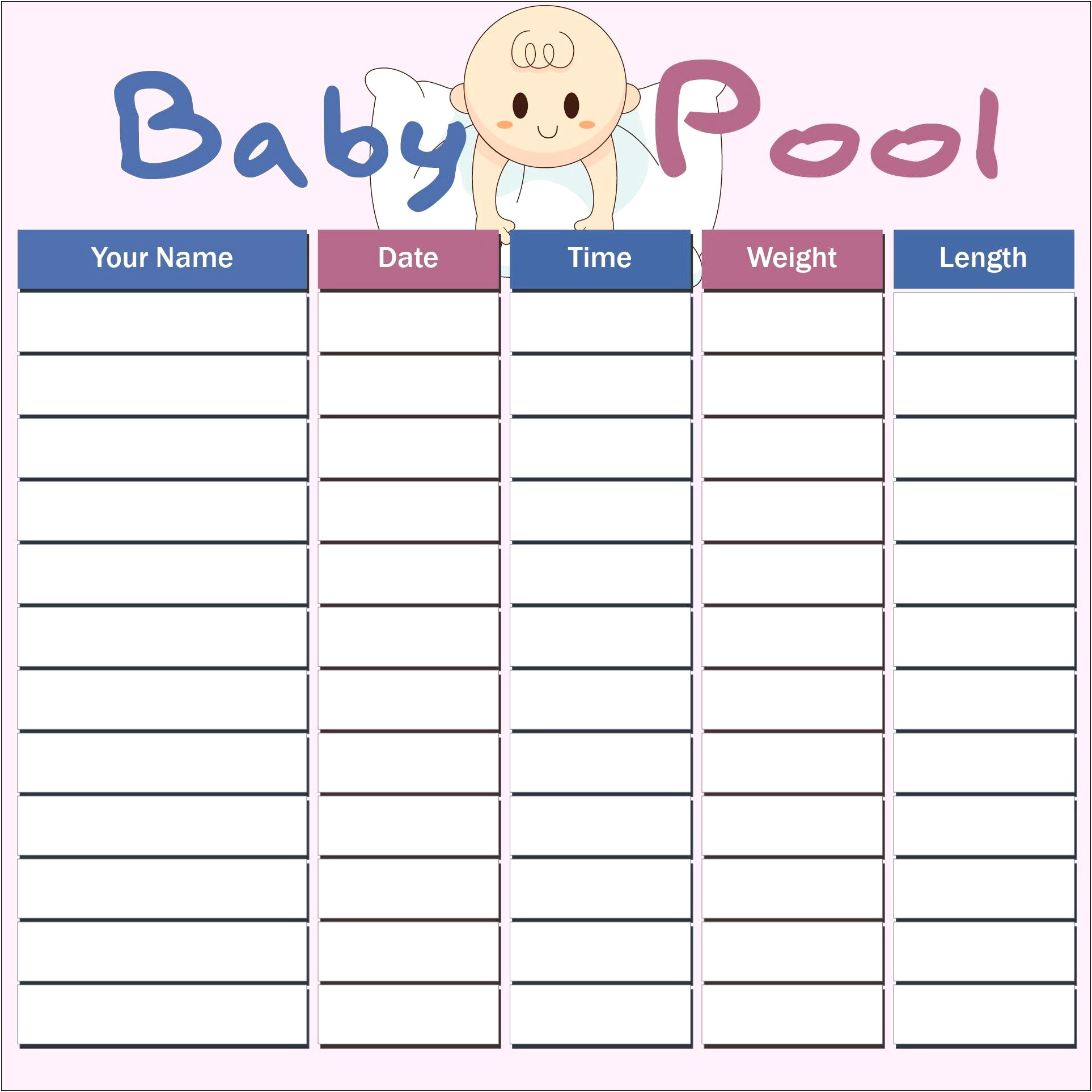 Free Guess The Baby Weight Sweepstake Template