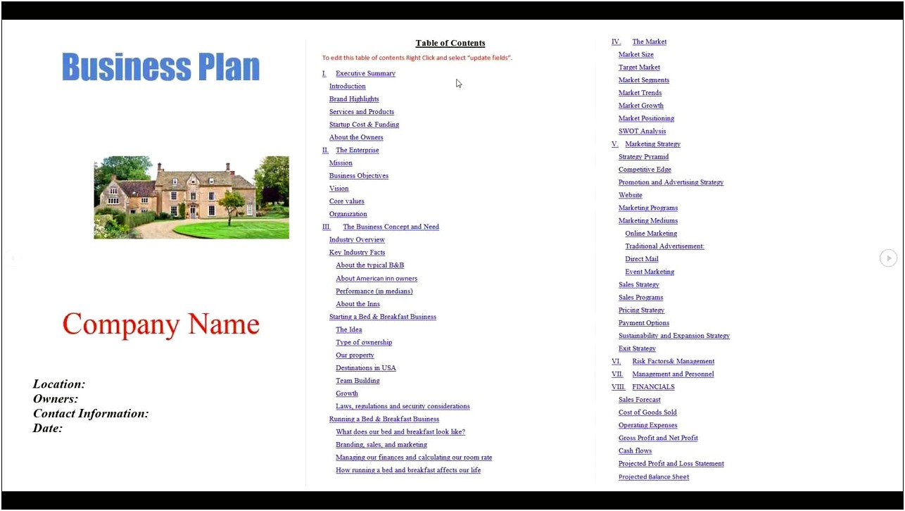 Free Guest House Business Plan Template