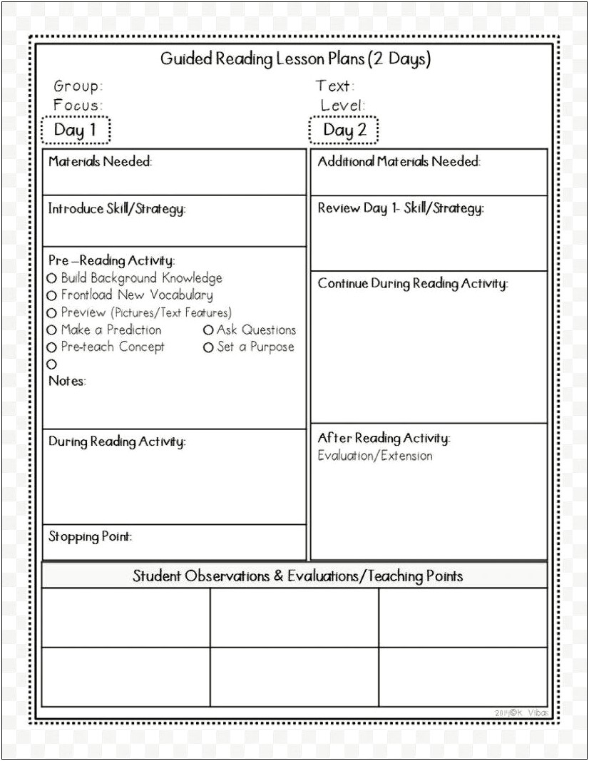 Free Guided Reading Lesson Plan Templates