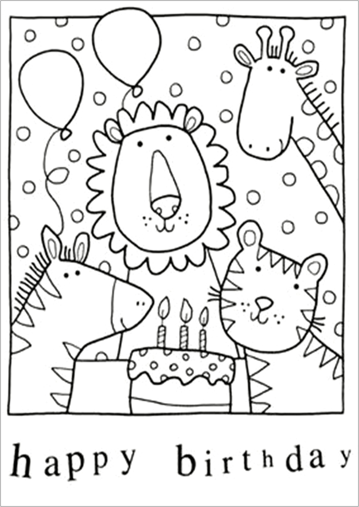 Free Happy Birthday Coloring Page Template