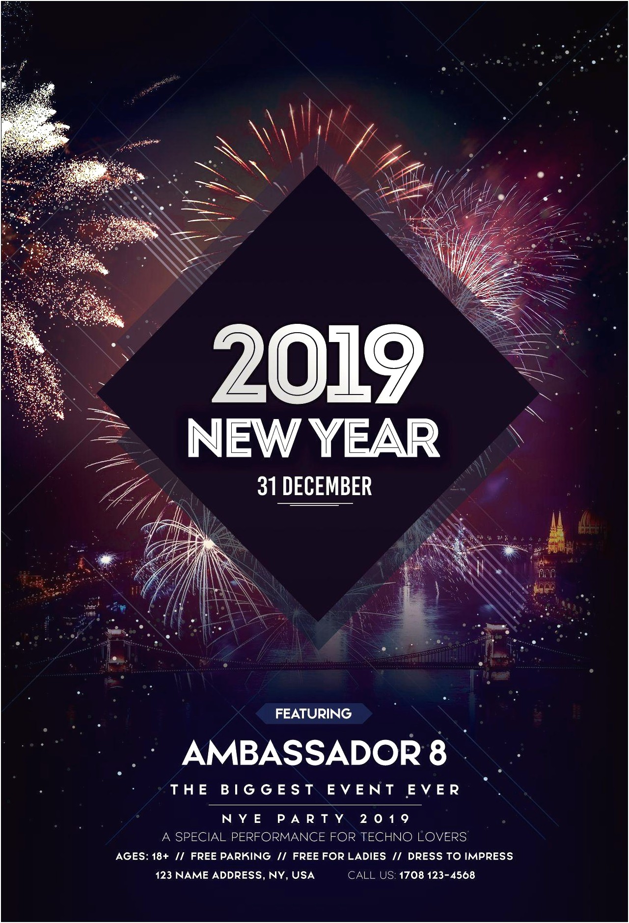 Free Happy New Year Flyer Psd Templates