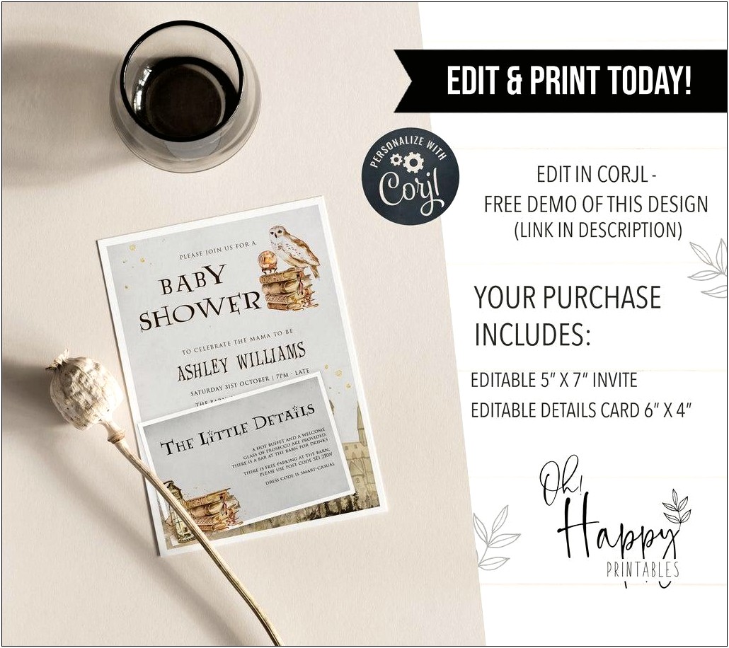 Free Harry Potter Baby Shower Template