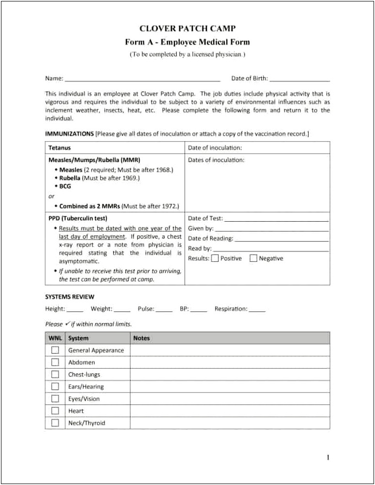 Free Health History Form Template Word