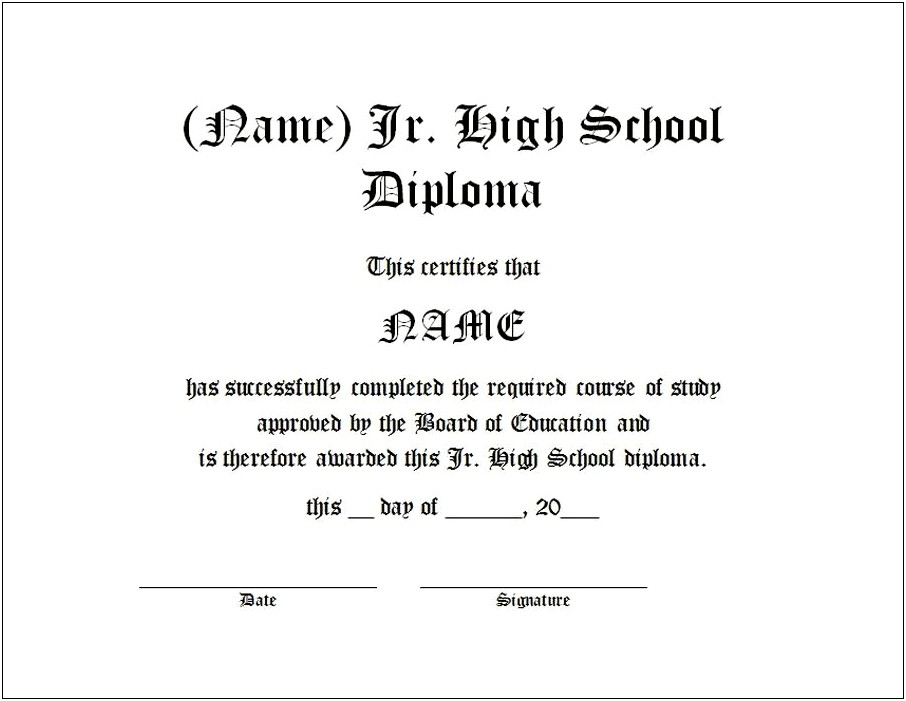Free High School Online Fill In Template