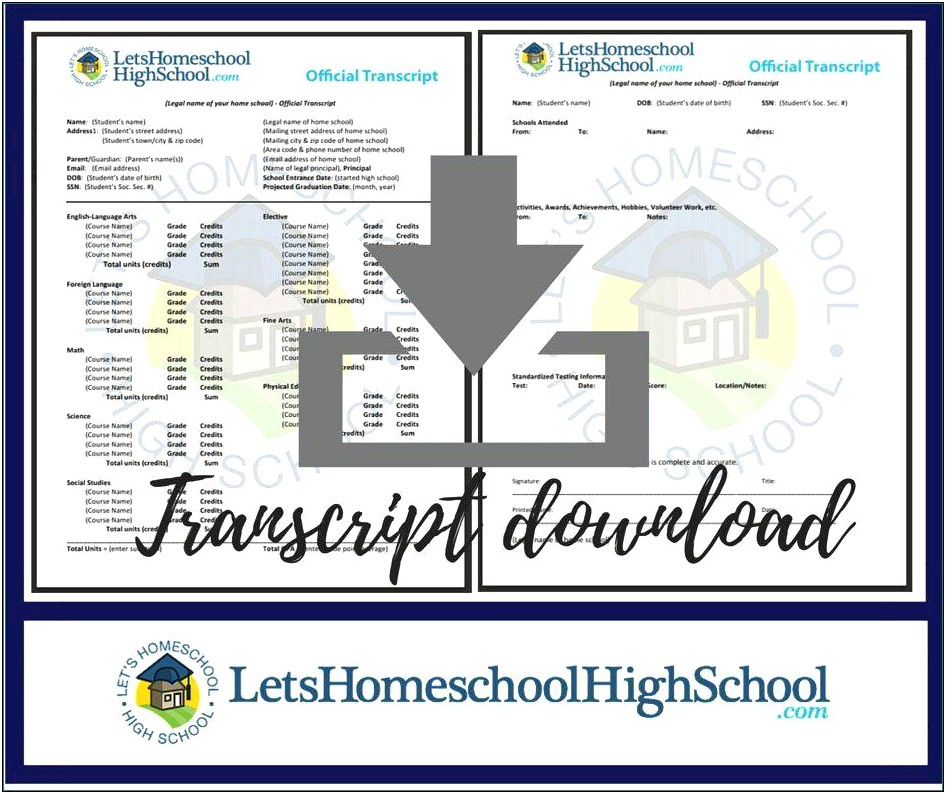 Free High School Transcript Template Filetype Doc
