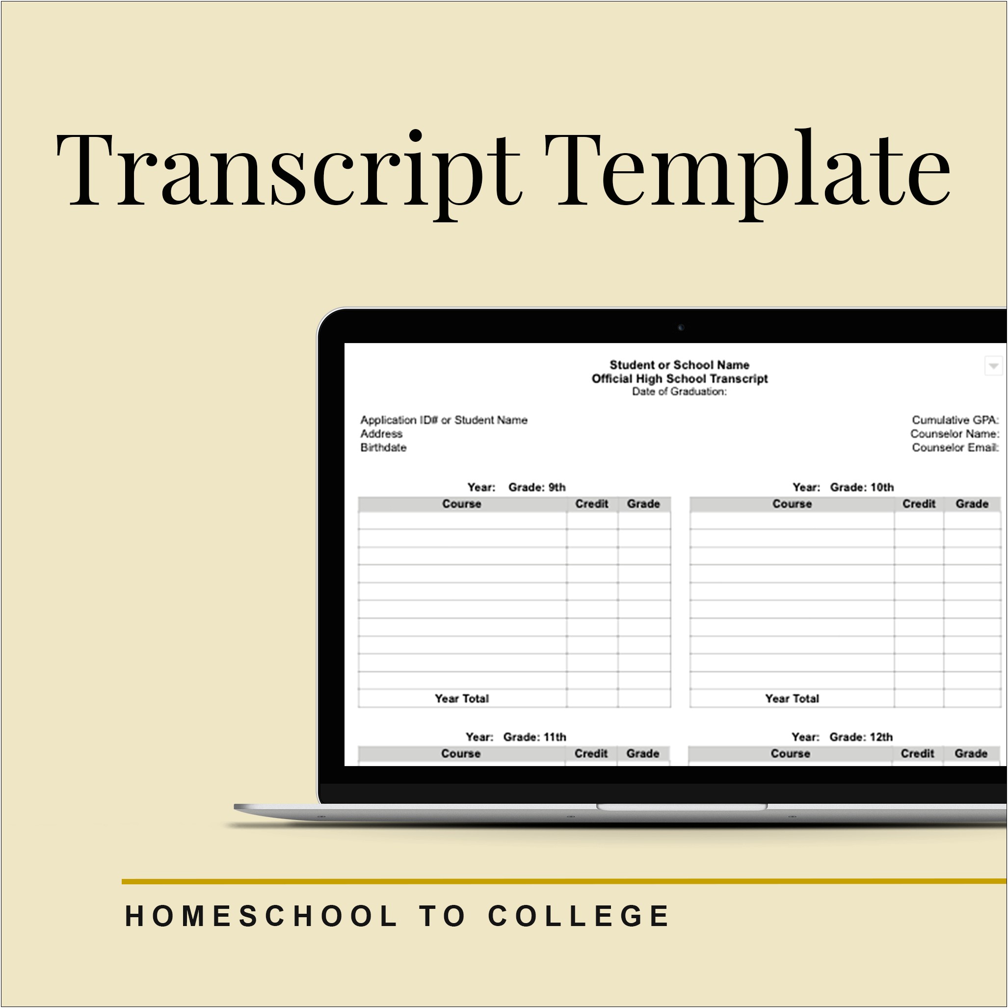 Free High School Transcript Template Homeschool
