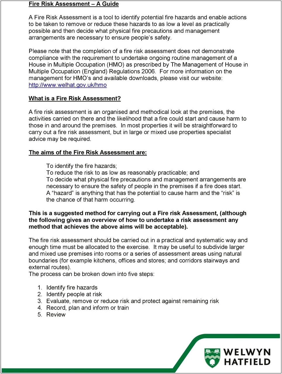Free Hmo Fire Risk Assessment Template