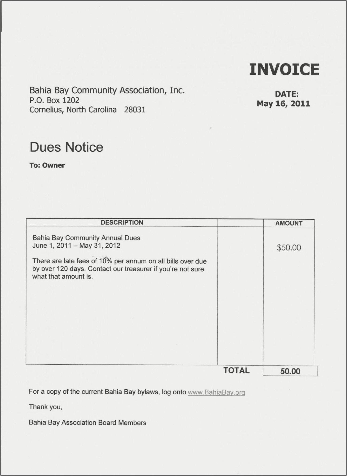 Free Hoa Monthly Statement Receipt Template