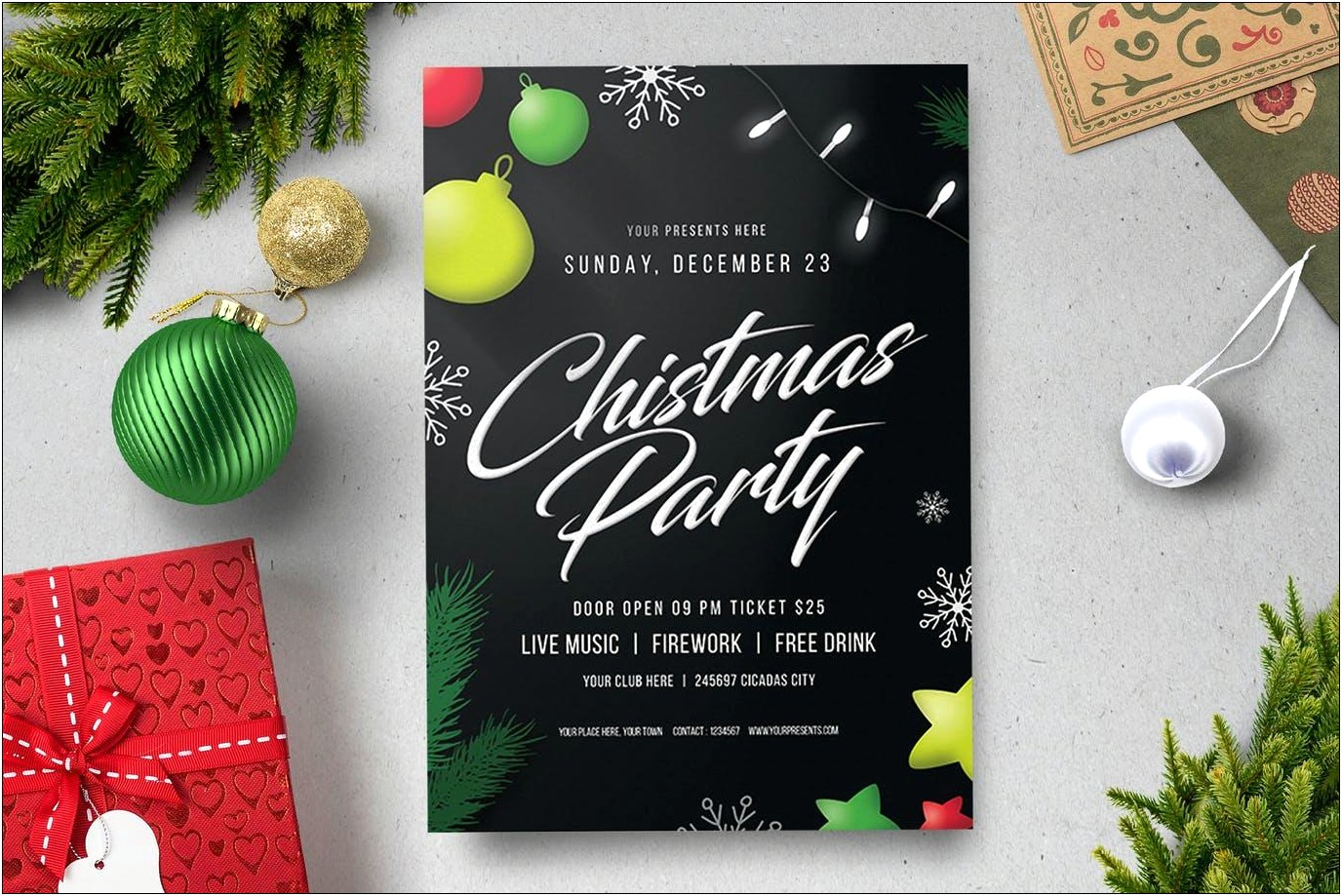 Free Holiday Gift Sale Flyer Postcard Template