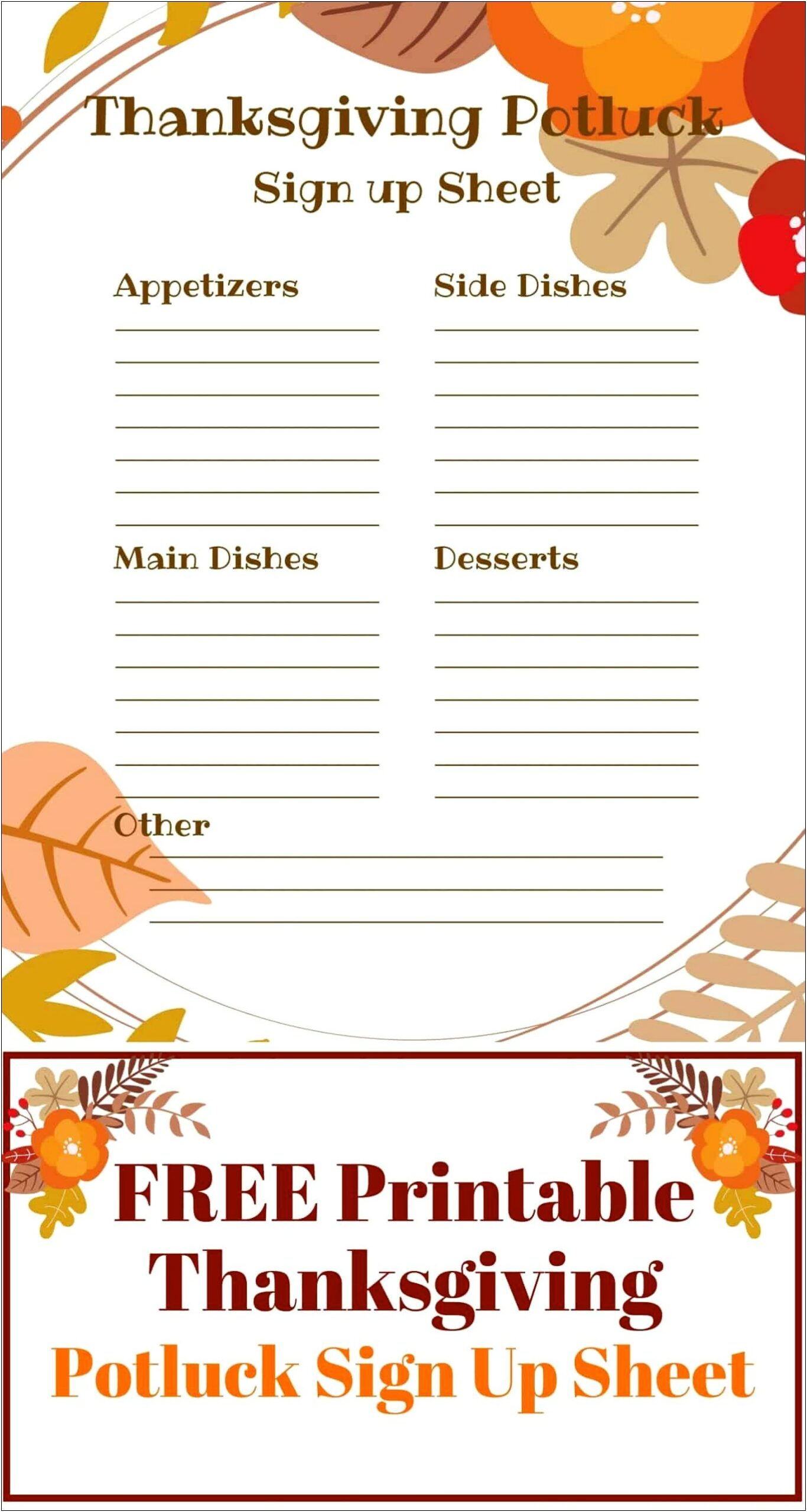 Free Holiday Potluck Signup Sheet Template