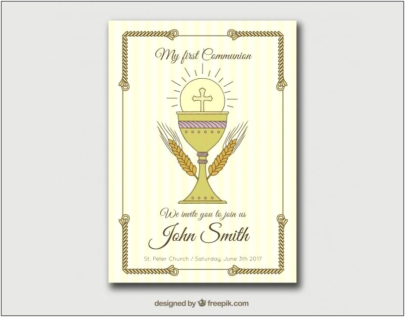 Free Holy Communion Invitation Card Template