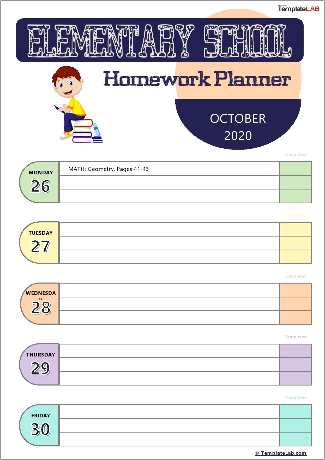 Free Homework Organizer Template For Students