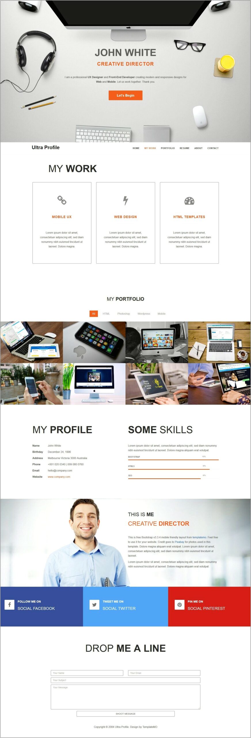 Free Html Template For User Profile Page