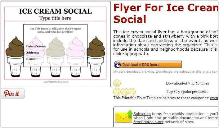 Free Ice Cream Social Flyer Word Template