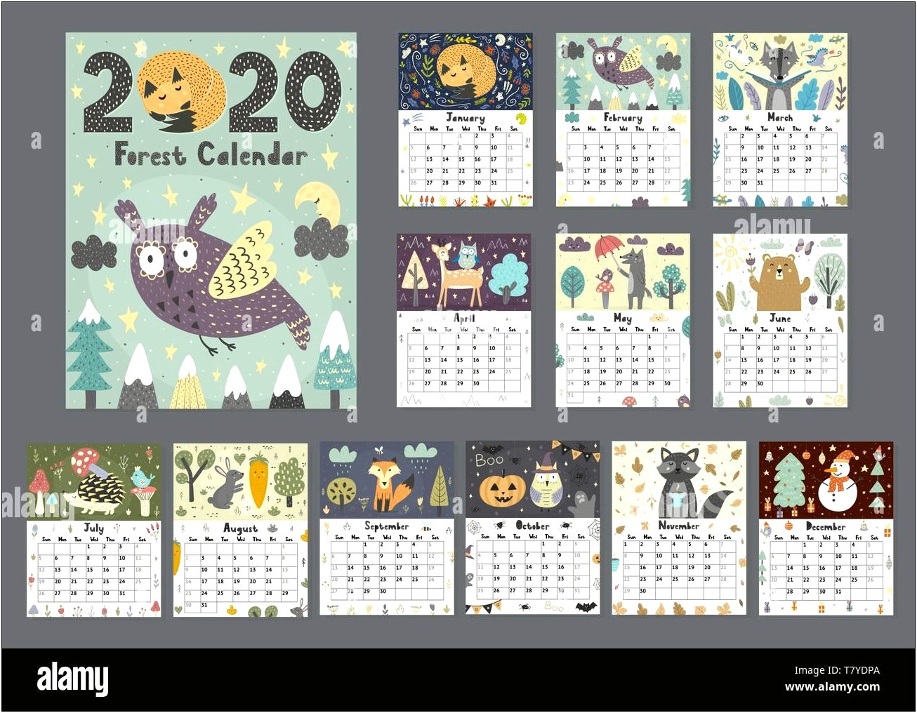 Free Illustrator Calendar Template 8.5x11
