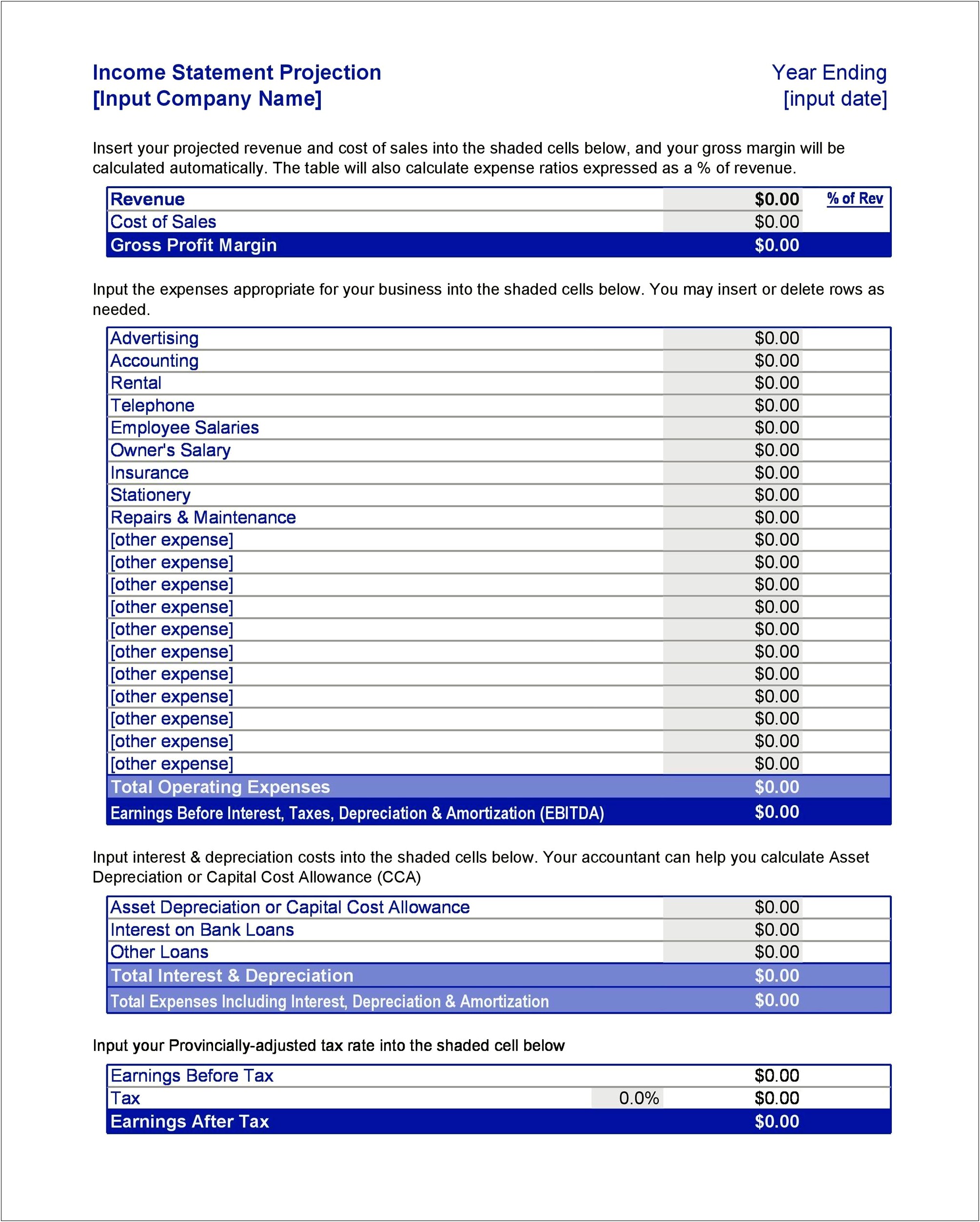 Free Income Statement Template For Printing