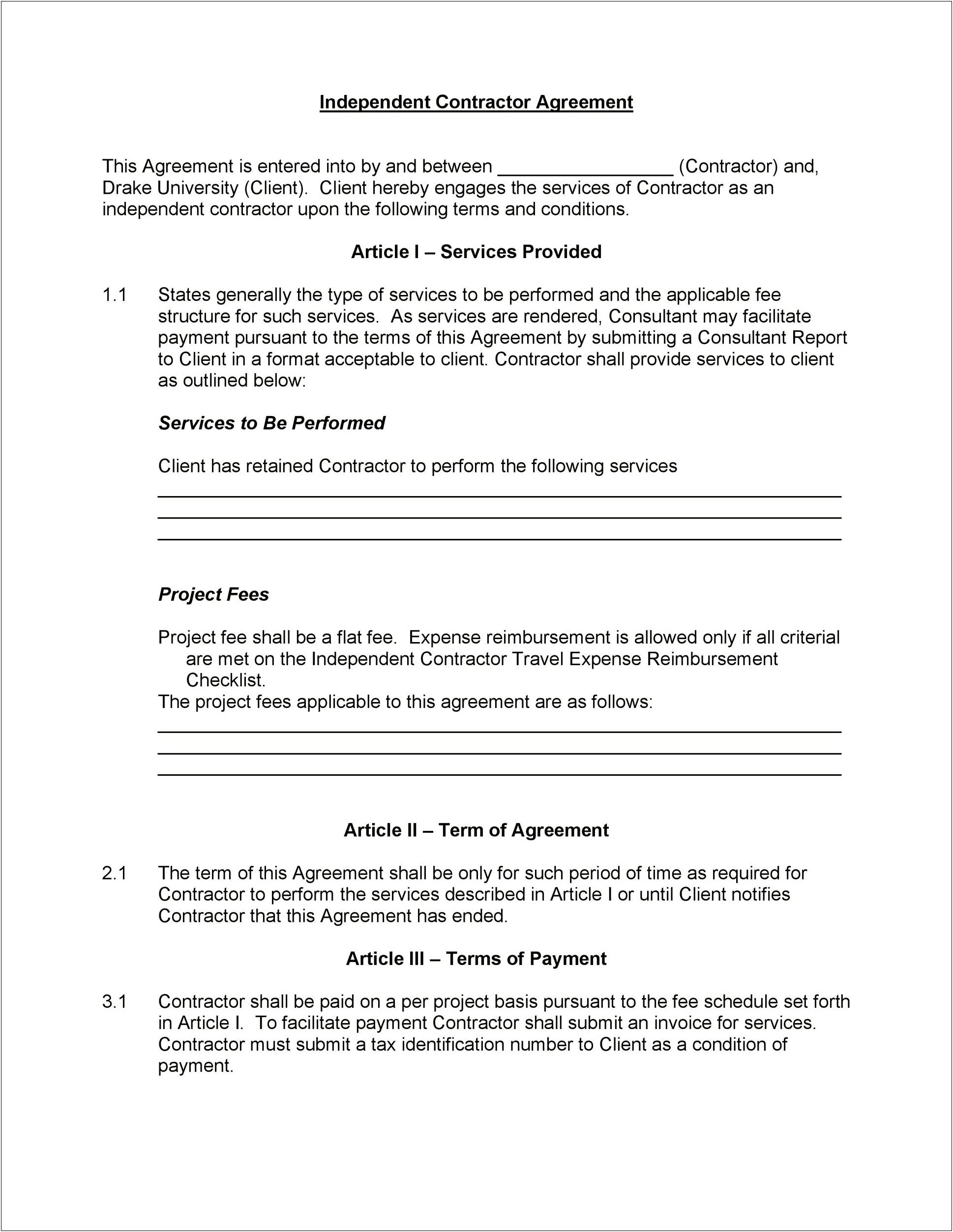 Free Independent Contractor Accounting Contract Template