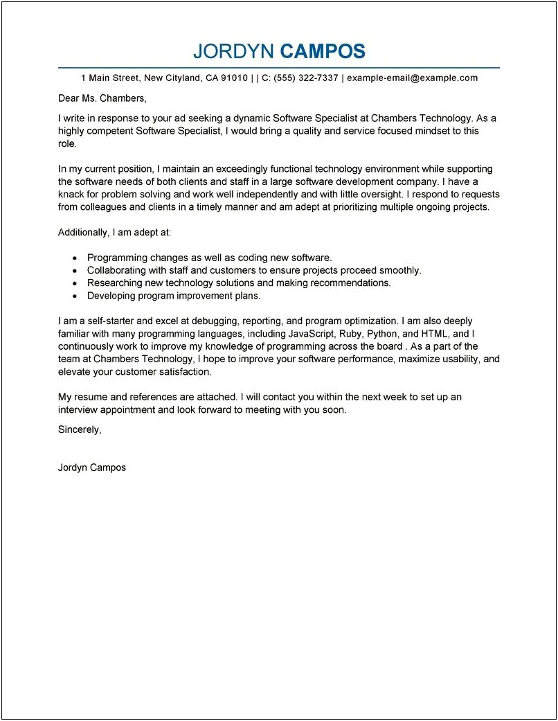 Free Information Technology Cover Letter Template