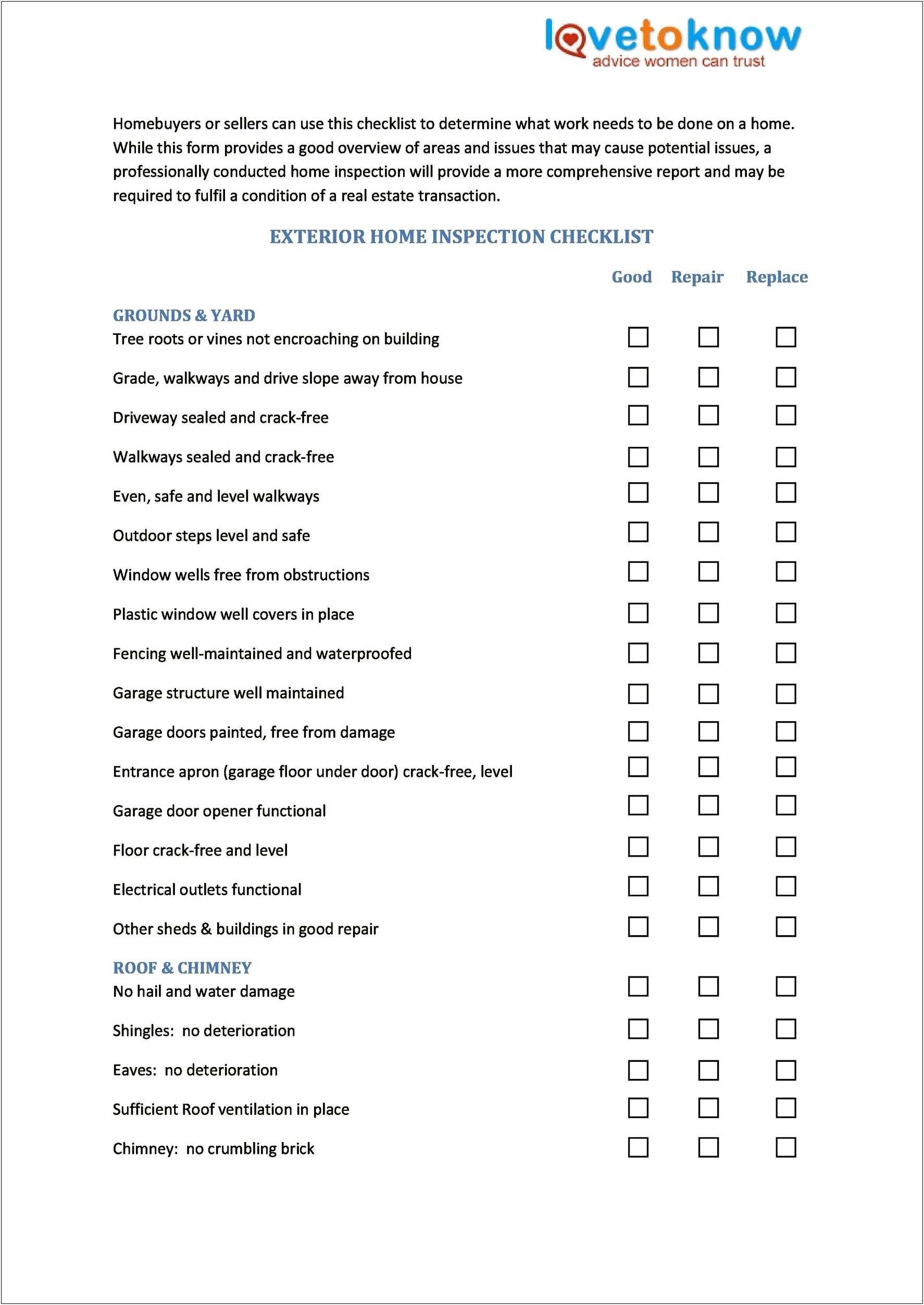 Free Inspection Checklist Template For Rental Property
