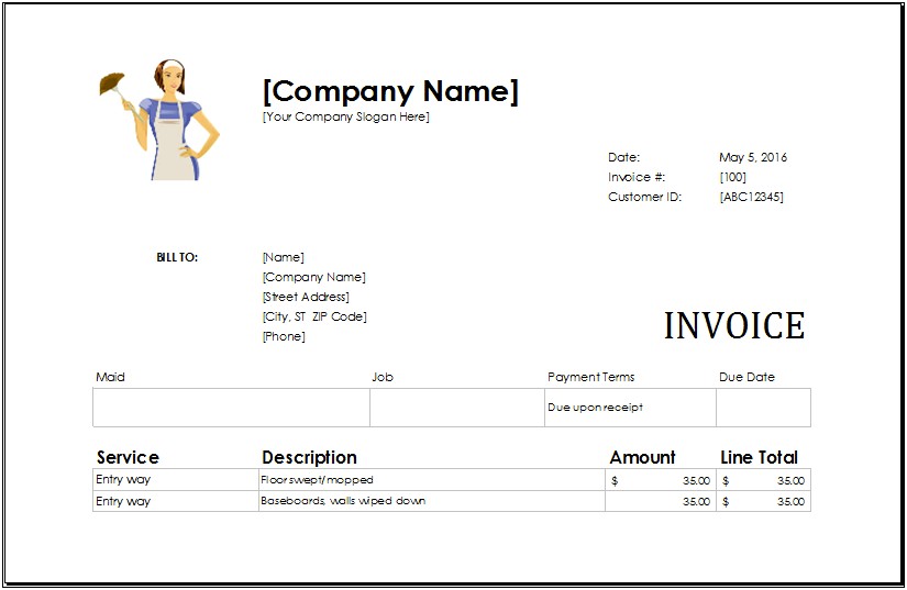 Free Invoice For Services Excel Template