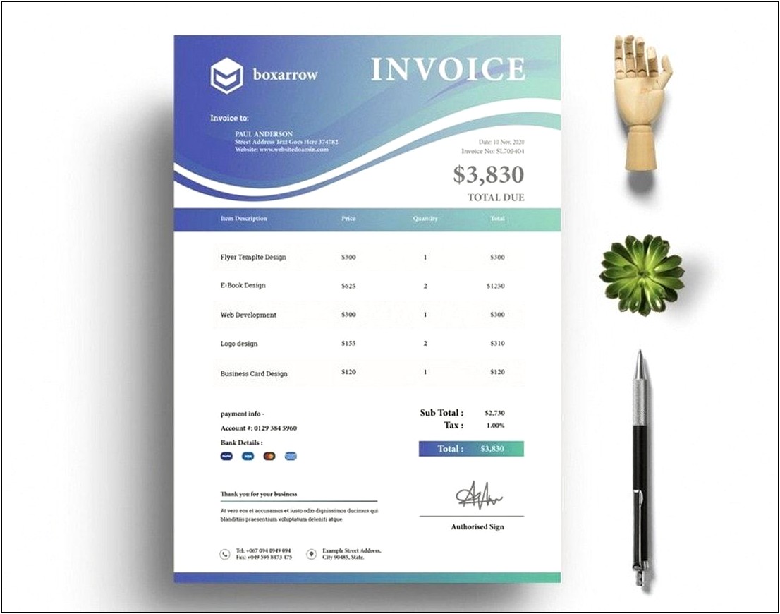 Free Invoice Quote Template Word Indesign