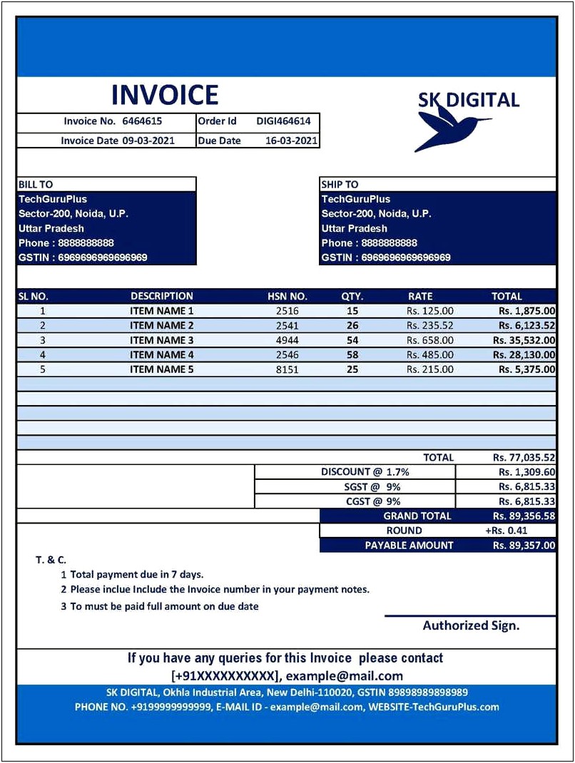 Free Invoice Template Excel Invoice Form
