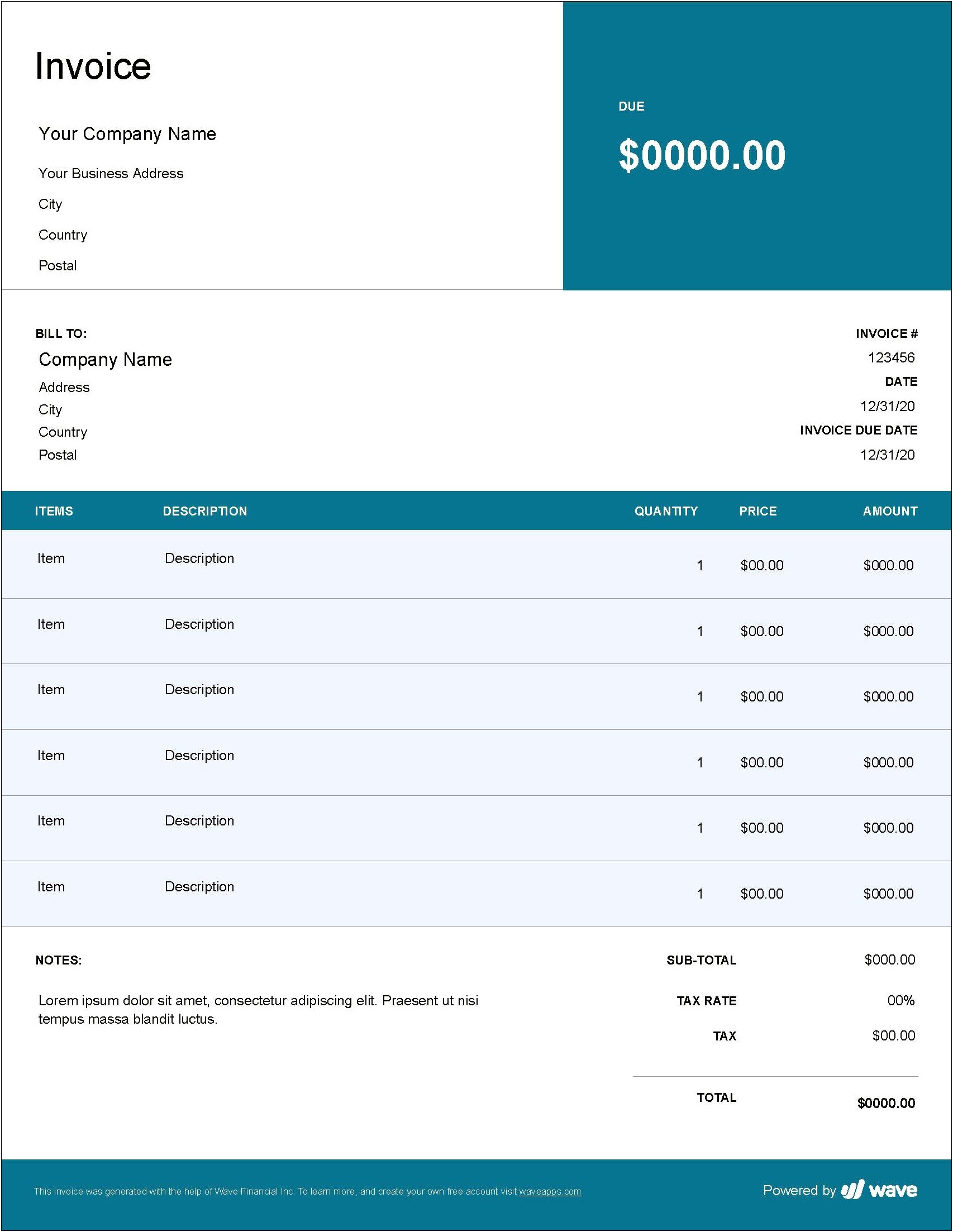Free Invoice Template For Freelance Writer