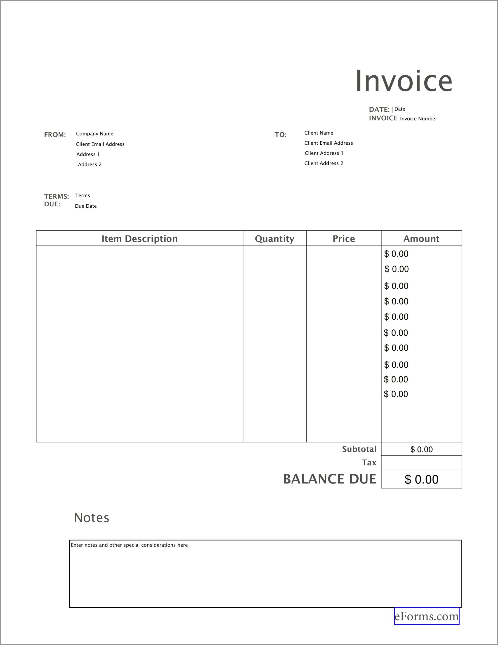 Free Invoice Template For Google Docs